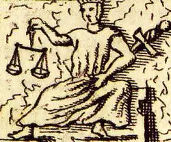 Iustitia (Justice), with balance and scales