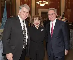 McGarr (right) with David Ferriero and Ann Hand in 2020.