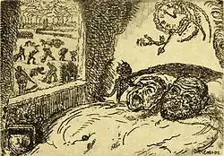 Sloth (1902) etching, 10 × 14&nbsp;cm, Royal Library of Belgium, Brussels