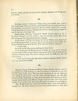 Ulysses by James Joyce uses an asterism as a dinkus in earlier prints, while newer editions replace it with three horizontal asterisks.