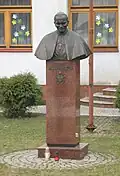 Bust of John Paul II in front of Elementary School in Dalachów