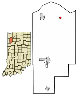 Location of Wheatfield in Jasper County, Indiana.