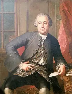 Jean-Baptiste van Dievoet II (1704–1776) husband of Elisabeth van der Meulen, portrait by Trigaux, 1761.[21]