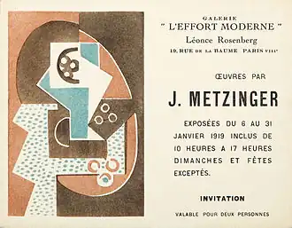 Jean Metzinger, Galerie de L'Effort Moderne, January 1919