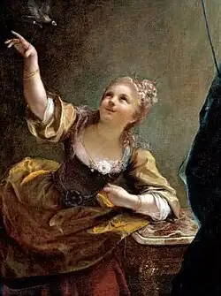 Jeune fille qui fait voler un oiseau (1717)