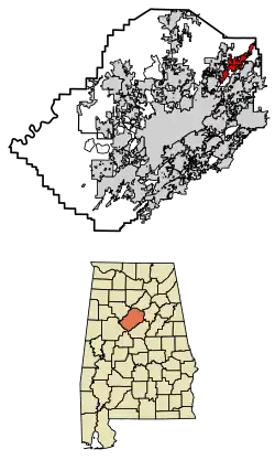 Location of Clay in Jefferson County, Alabama.