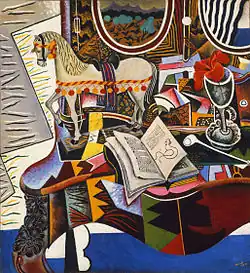 Joan Miró, 1920, Horse, Pipe and Red Flower, oil on canvas, 82.6 x 74.9&nbsp;cm, Philadelphia Museum of Art – Cubism, Surrealism