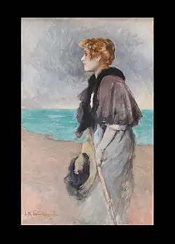 Josep Maria Tamburini, Young Girl with a Hat, 1909, 38&nbsp;cm ×&nbsp;25&nbsp;cm (15&nbsp;in ×&nbsp;9+3⁄4&nbsp;in)