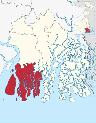 Location of Kakdwip subdivision in South 24 Parganas district