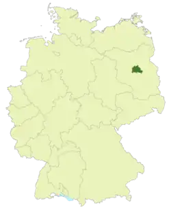 Map of Germany with the location of Berlin highlighted