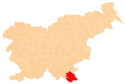 The location of the Municipality of Črnomelj