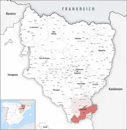 Location of Fraga in Huesca Province