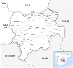 Map of the province of Albacete with its municipalities