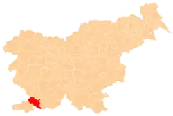 The location of the Municipality of Hrpelje-Kozina