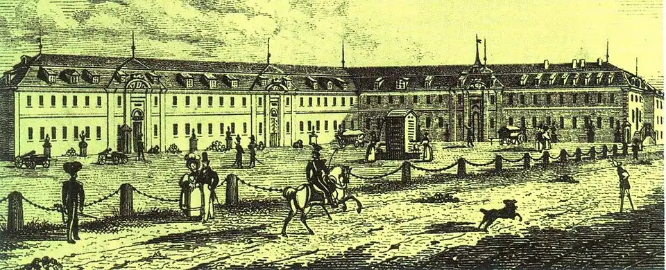 Arsenal Building (Guard barracks, horse barracks) Arsenalplatz 3, Ludwigsburg (historic engraving, before 1870)