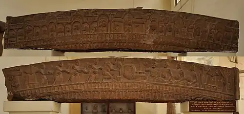The Katra architrave, possibly representing Brahmins and the cult of the Shiva Linga, Mathura, circa 100 BCE[97]