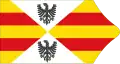 Naval flag of the Kingdom of Sicily (after Guillem Soler c. 1380), inheriting the per saltire division from the royal coat of arms.