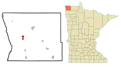 Location of Hallock within Kittson County and state of Minnesota