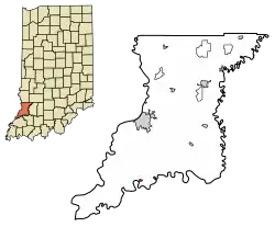 Location of Decker in Knox County, Indiana.