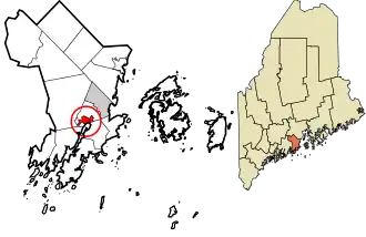 Location in Knox County and the state of Maine