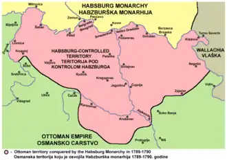 Habsburg-controlled territory in 1789–90