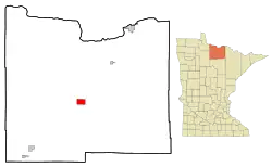 Location of the city of Big Falls within Koochiching County, Minnesota