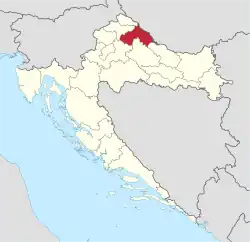 Koprivnica-Križevci County within Croatia