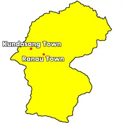 Location of Kundasang Town in Ranau District