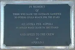 Memorial plaque attached to launch platform