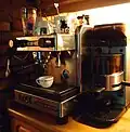 Home espresso machine with pump