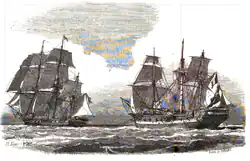 Morel-Fatio's depiction of Bayonnaise taking her prize in tow