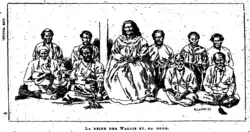 Engraving showing Amelia Tokagahahau Aliki (middle) and her court (1839).