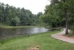 The Lakeside Trail winding around Choctaw Lake.
