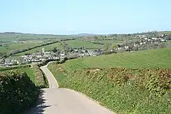 Goodleigh village as approached northward from Landkey
