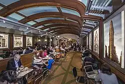 Train car-like public dining area