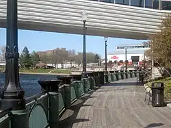 River Trail in downtown Lansing with City Market in distance.