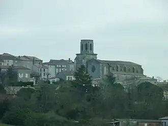 The church and surrounding buildings in Laplume