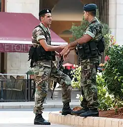 Lebanese Army soldiers on patrol wearing locally made Ephod Combat Vests, Beirut, 20 August 2009.