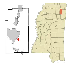 Location of Plantersville, Mississippi