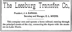 Leesburg Transfer ad from "Webb's Directory"