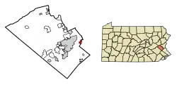 Location of Fountain Hill in Lehigh County, Pennsylvania (left) and of Lehigh County in Pennsylvania (right)