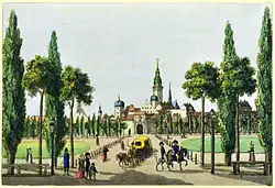 The Grimma Gate in 1804 with the "square in front of the Grimma Gate"