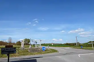 The crossroads with five crosses in Saint-Ouen-Marchefroy