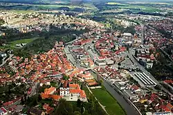 Aerial view of the centre of Třebíč