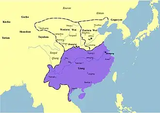 Liang alongside Western Wei and Eastern Wei after 534.