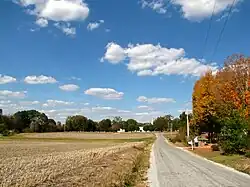 Buildings and fields in Liberty Grove