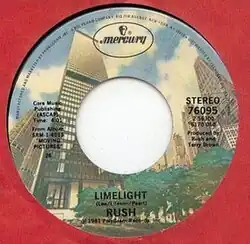 The record's face is a series of skyscrapers