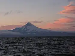 Shishaldin Volcano on the west end of Unimak Island.