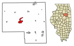 Location of Pontiac in Livingston County, Illinois.