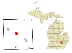 Map of Livingston County highlighting City of Howell (County seat) in red.